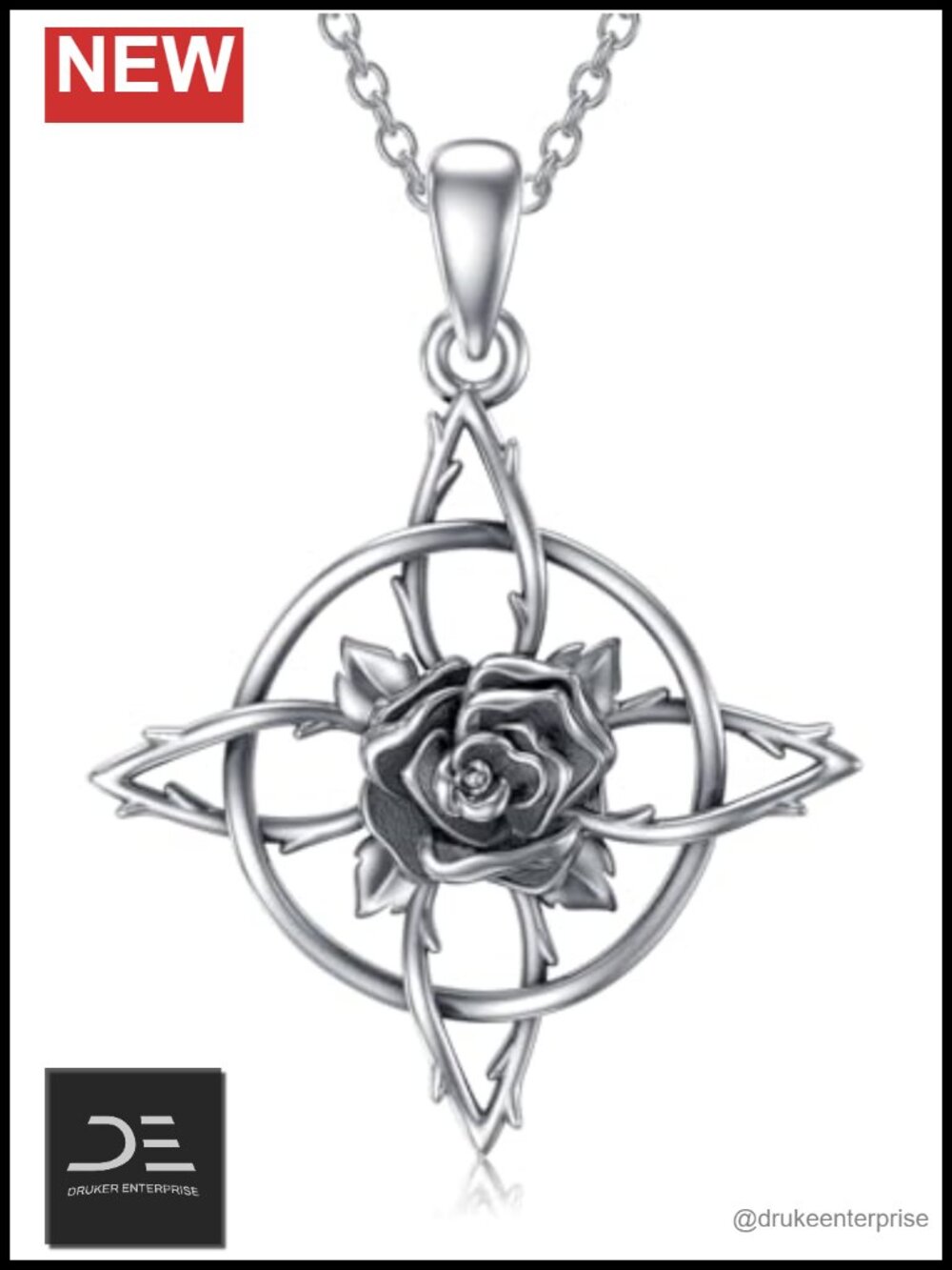 925 Sterling Silver Witches Knot Pendant Necklace Witchcraft Protection Amulet